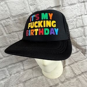 Its My F*cking Birthday Trucker Hat Adjustable Back Baseball Cap Black Colorful